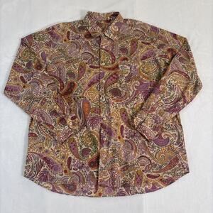 Alan Flusser Mens Paisley Print Long Sleeve Button-Up Dress Shirt 2XL Charity